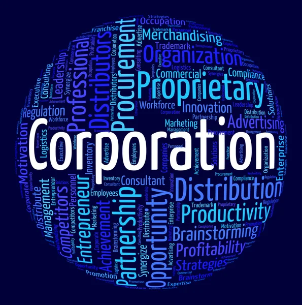 Corporation Word Representa a Empresarios Wordcloud y Wordclouds — Foto de Stock