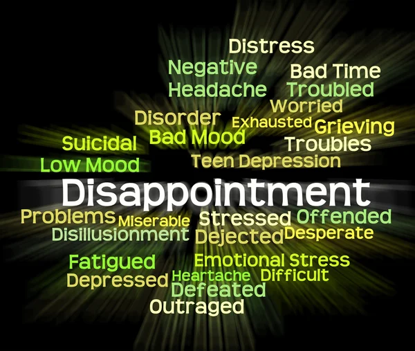 Disappointment Word Shows Let Down And Crestfallen — Stock Photo, Image