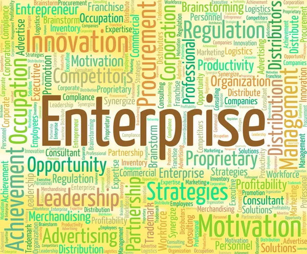 Enterprise Wort zeigt Unternehmen Venture und Industrie — Stockfoto