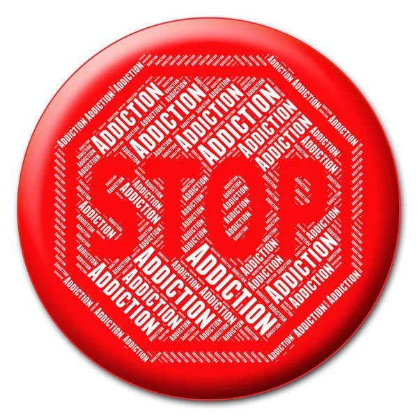 Stop Addiction representa señal de advertencia y adicto —  Fotos de Stock