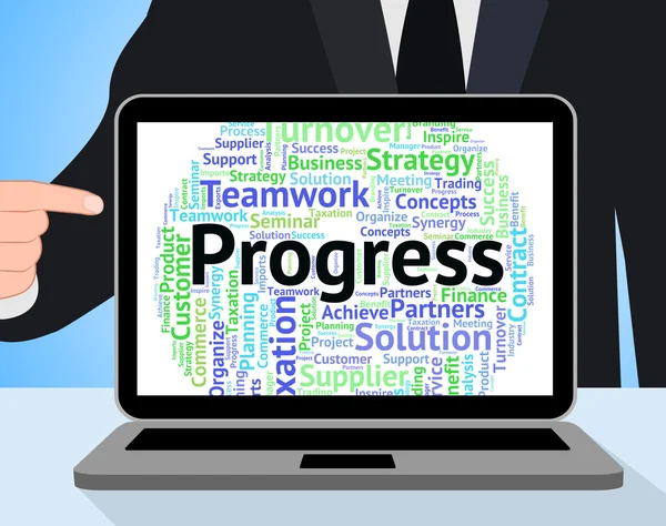 Progress Word Means Progression Betterment And Wordcloud — Stock Photo, Image