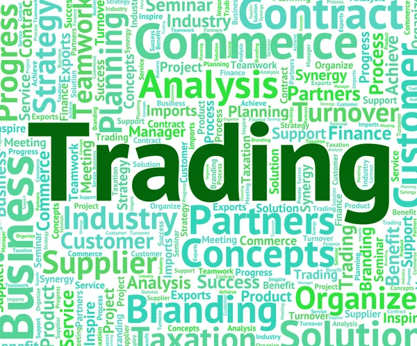 Trading Word significa Wordcloud texto y comercio —  Fotos de Stock