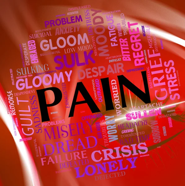 Pain Word Represents Torment Discomfort And Text — Stock Photo, Image