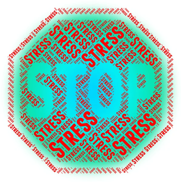 Stres stop wskazuje znak ostrzegawczy i ostrożnie — Zdjęcie stockowe