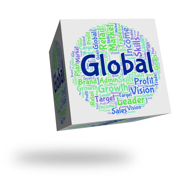 Global Word indique Mondialiser Wordcloud et le texte — Photo