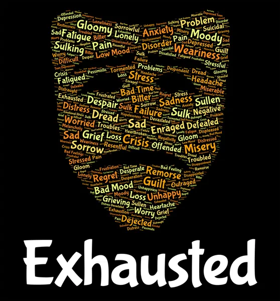 Exhausted Word Shows Tired Out And Draining — Stock Photo, Image