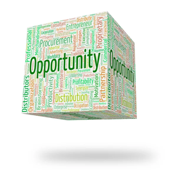 Opportunity Word Means Chances Wordcloud And Option — Stock Photo, Image