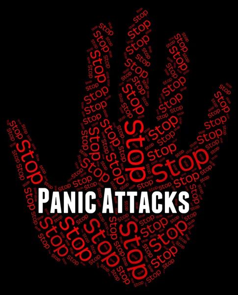 Stop Panic Shows Warning Sign And Attack — Stock Photo, Image