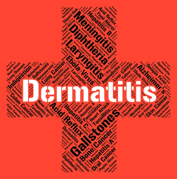 Dermatitis Palabra Representa Enfermedad De La Piel Y Ailment — Foto de Stock