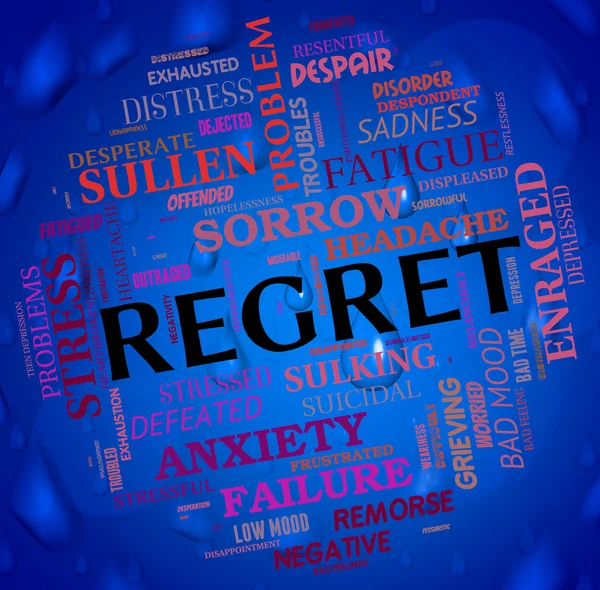 Regret Word Shows Wordclouds Repentant And Remorse — Stock Photo, Image