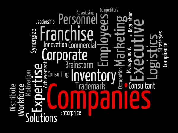 Firmen Wort zeigt Unternehmen wordcloud und Unternehmen — Stockfoto