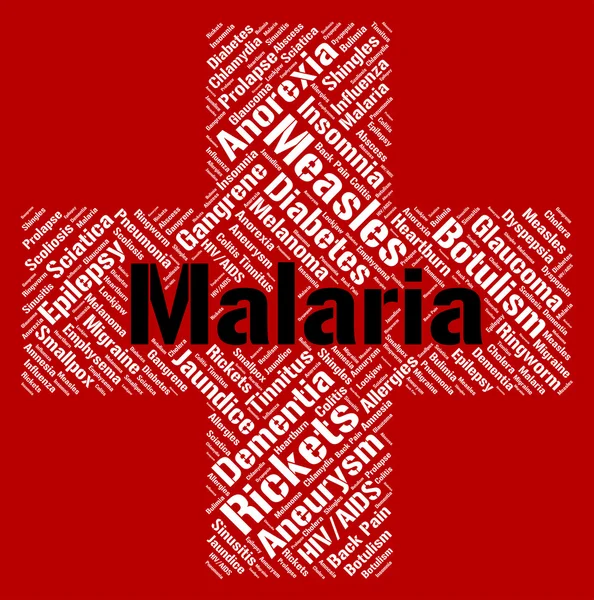 疟疾 Word 显示健康不良和残疾 — 图库照片