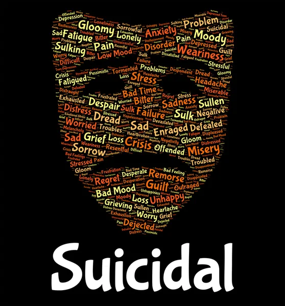 Självmordsbenägen Word visar potentiella självmord och dödliga — Stockfoto