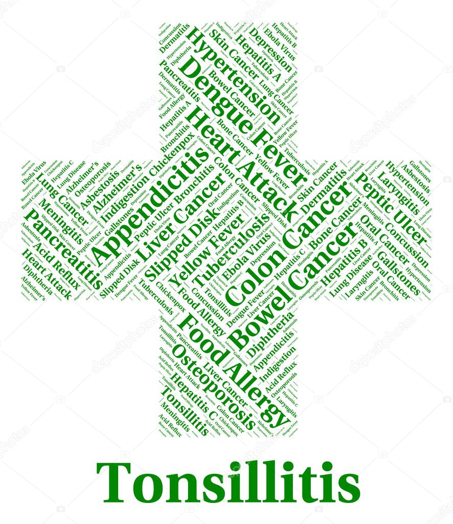 Tonsillitis Illness Indicates Strep Throat And Afflictions