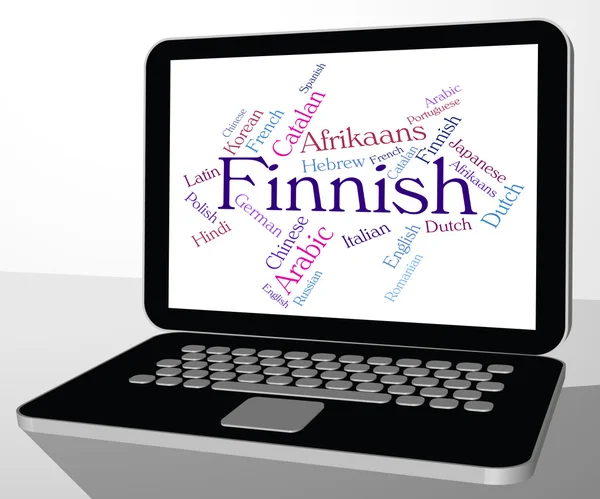 Финский язык указывает на переводчика Финляндии и Wordcloud — стоковое фото