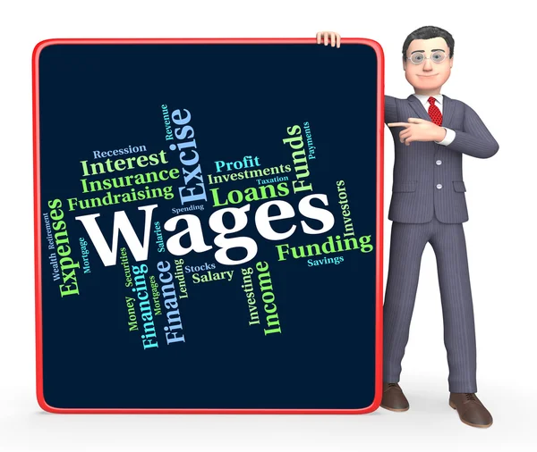 Löhne Wort zeigt Einkommen verdienen und wordcloud — Stockfoto