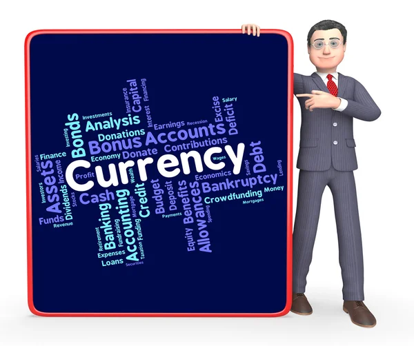 Currency Word Represents Worldwide Trading And Coin — Stock Photo, Image
