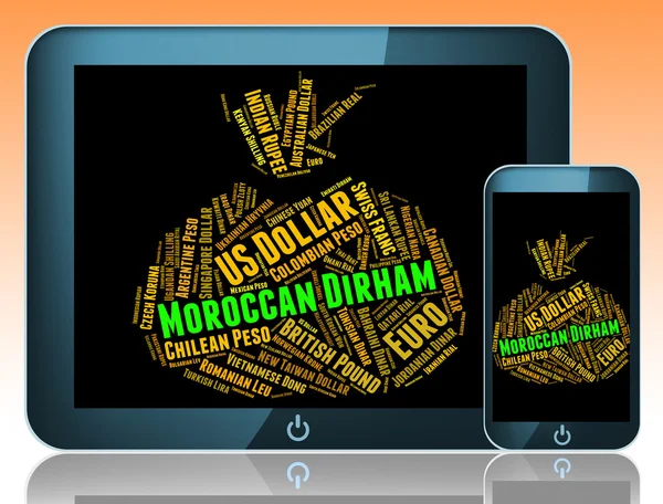 Moroccan Dirham Shows Morocco Dirhams And Currencies — Stock Photo, Image