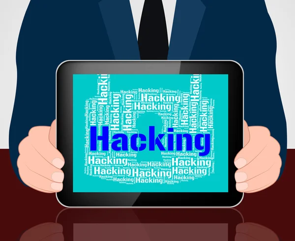 Hacking Lock betekent diefstal veiligheid en bedreiging — Stockfoto