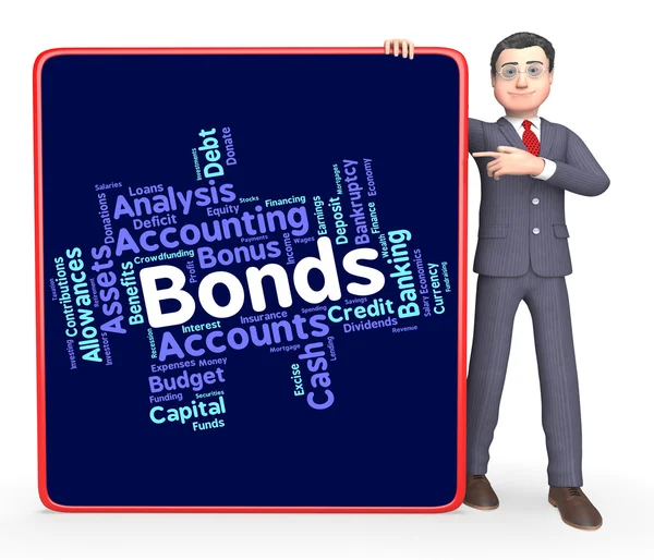 Palabra de bonos representa en deuda y préstamo —  Fotos de Stock