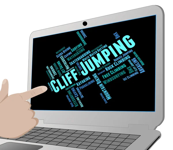 Cliff Jumping indica palabras de texto y roca — Foto de Stock