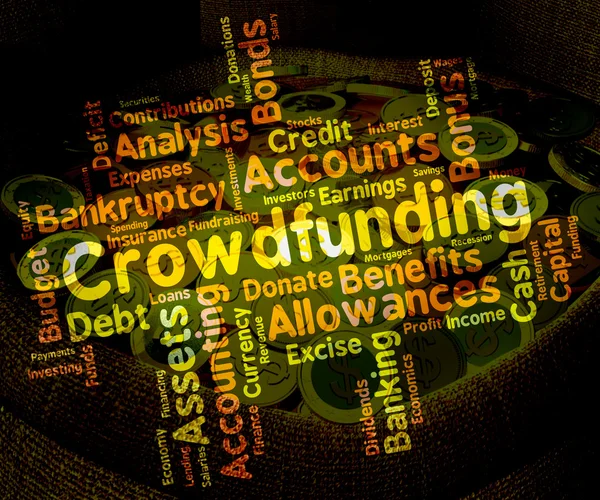 Crowdfunding Word indica recaudar fondos y capital —  Fotos de Stock
