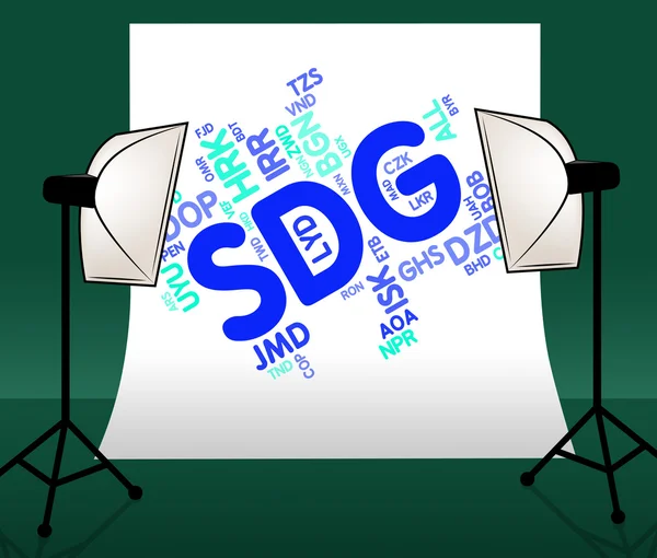 Sdg-Währung zeigt Wechselkurs und Devisen — Stockfoto