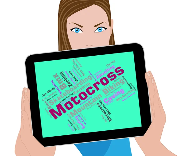Motocross Words Indicates Motor Extreme And Motorbikes — Stock Photo, Image