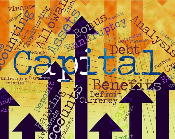 Capital Word muestra fondo de financiación y Wordcloud — Foto de Stock