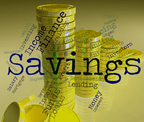 Besparingar Word visar pengar Cash och Text — Stockfoto