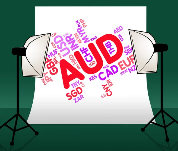 Aud Währung bedeutet Wechselkurs und Münze — Stockfoto