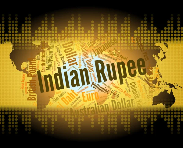 Indian Rupee Shows Exchange Rate And Foreign — Stock Photo, Image