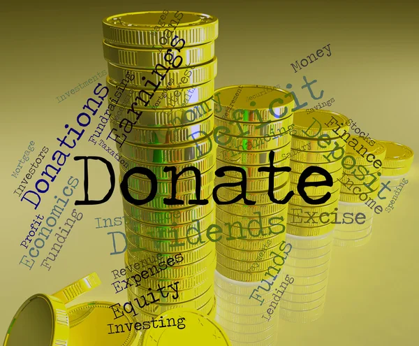 Donate Word Shows Contributions Give And Supporter — Stock Photo, Image