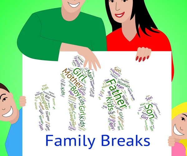 Family Breaks Indicates Go On Leave And Families — Stock Photo, Image