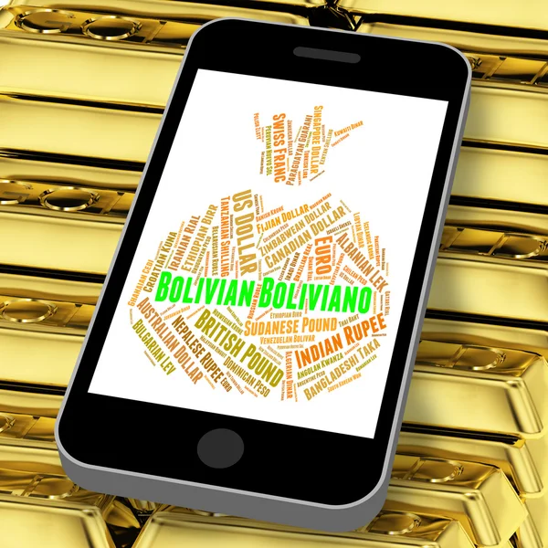 Bolivian Boliviano Indicates Worldwide Trading And Coin — Stock Photo, Image