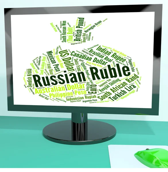 Rublo ruso muestra comercio mundial y extranjero —  Fotos de Stock