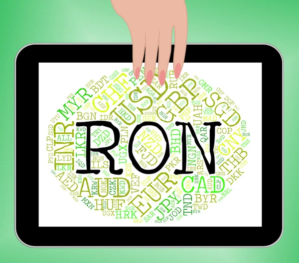 Ron Currency Means Worldwide Trading And Banknotes — Stock Photo, Image