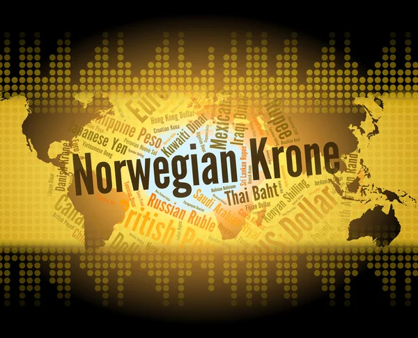 Norwegian Krone Shows Exchange Rate And Foreign — Stock Photo, Image