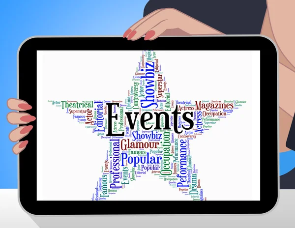 Eventos Star Representa Palabras y Función de Wordcloud —  Fotos de Stock