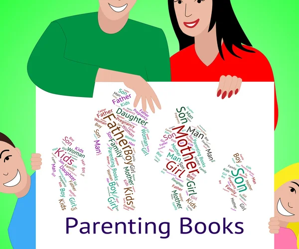 Anne ve bebek ve eğitim kitapları ebeveynlik anlamına gelir — Stok fotoğraf