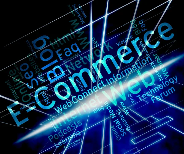 E-commerce Word toont Online Business en Biz — Stockfoto