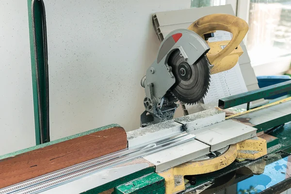 Circular Saw for PVC Windows and Doors Manufacturing — Stock Photo, Image