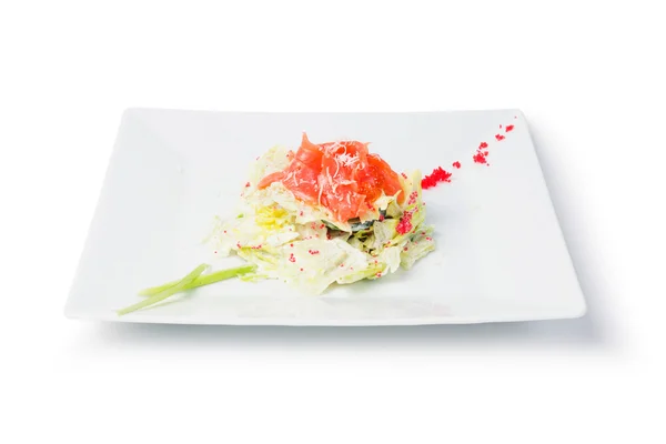 캐 비어와 신선한 연어 샐러드 — 스톡 사진