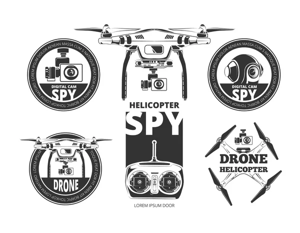 Conjunto de etiquetas de drone — Vetor de Stock