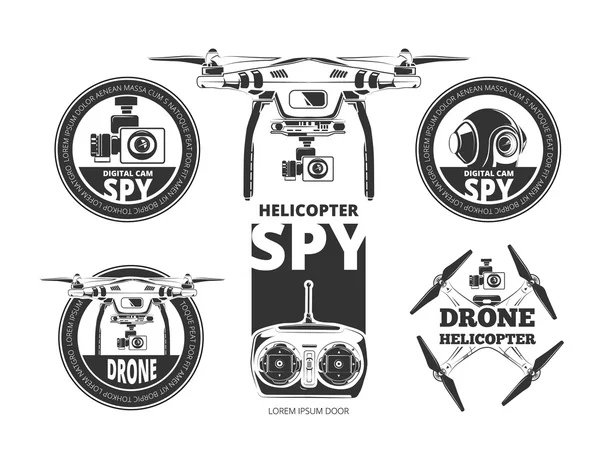 ドローン ラベル セット — ストックベクタ