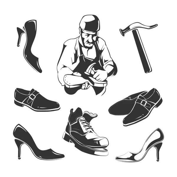 Zapatos reparación conjunto — Vector de stock