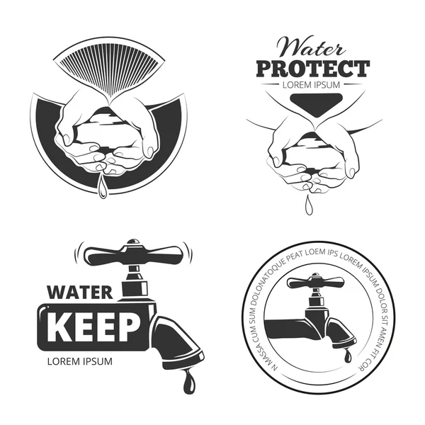 Etiquetas de cuidado del agua — Vector de stock