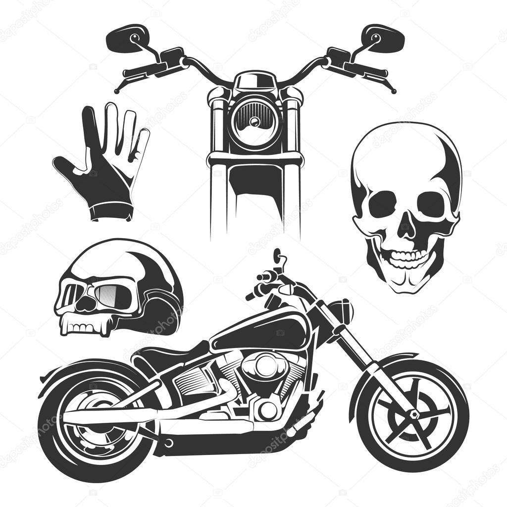 Vector elements for biker labels, logos and emblems