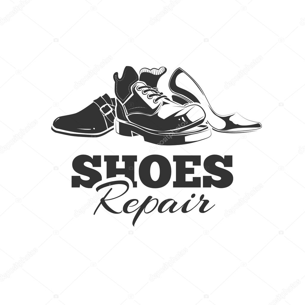 Vintage emblem of demaged shoes. Logo template with place for your text. you can try this to your design projects