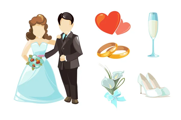 Boda pareja vector ilustración. — Archivo Imágenes Vectoriales